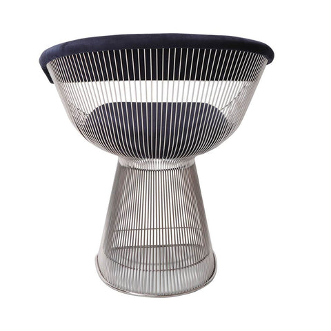 Warren Platner Dining Chair - Chrome Base, Dark Blue
