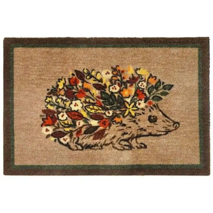 Washable Animal and Flower Themed Mats - My Floral Hedgehog / 50X75 cm - Doormat