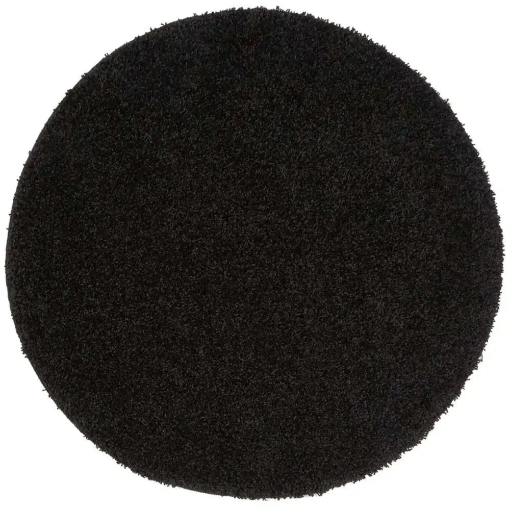 Washable Black Shaggy Rug - Ø 100 cm - Rugs