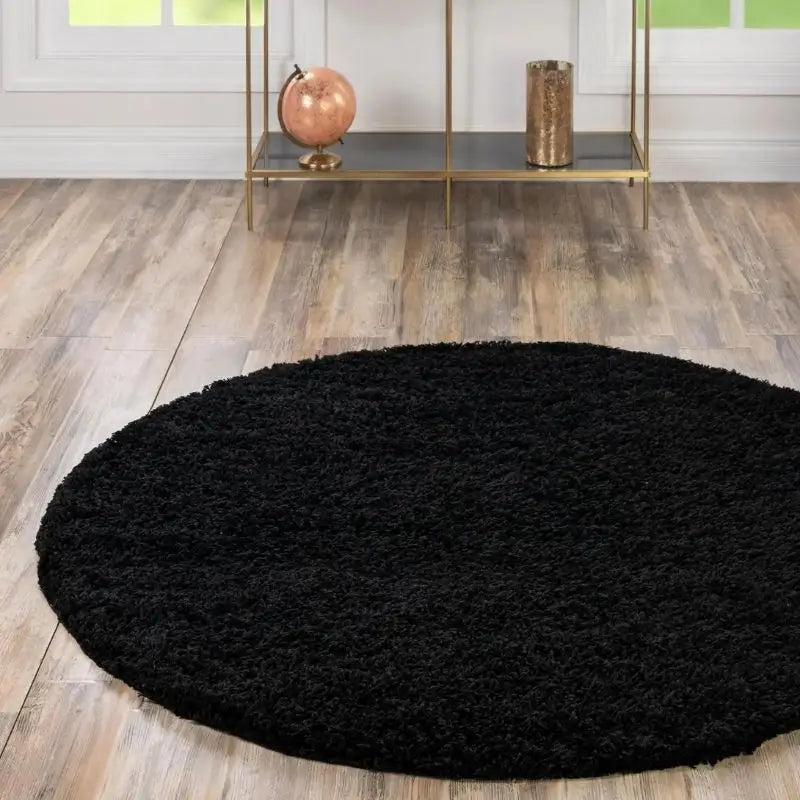 Washable Black Shaggy Rug - Rugs