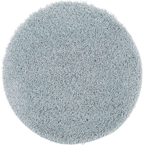 A plush washable blue shaggy rug with a circular shape and soft textured surface perfect for cozy spaces