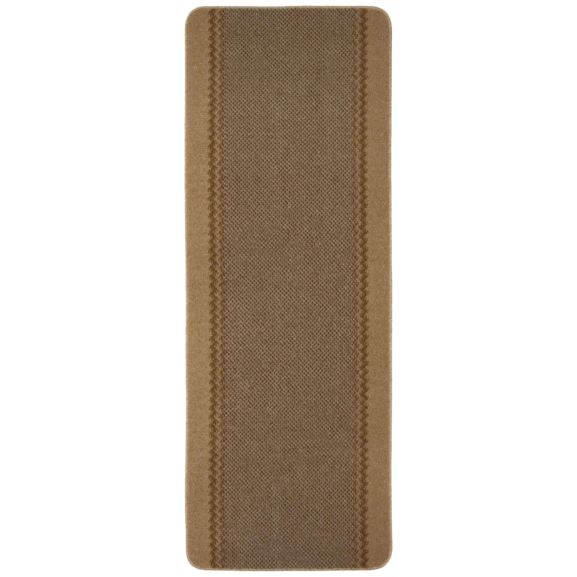 Brown woven washable bordered beige rug with textured central field and subtle striped borders perfect for any room