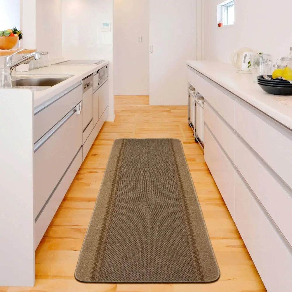 Washable Bordered Beige Rug | 116B - Rugs