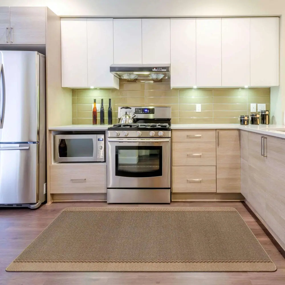 Washable Bordered Beige Rug | 116B - Rugs