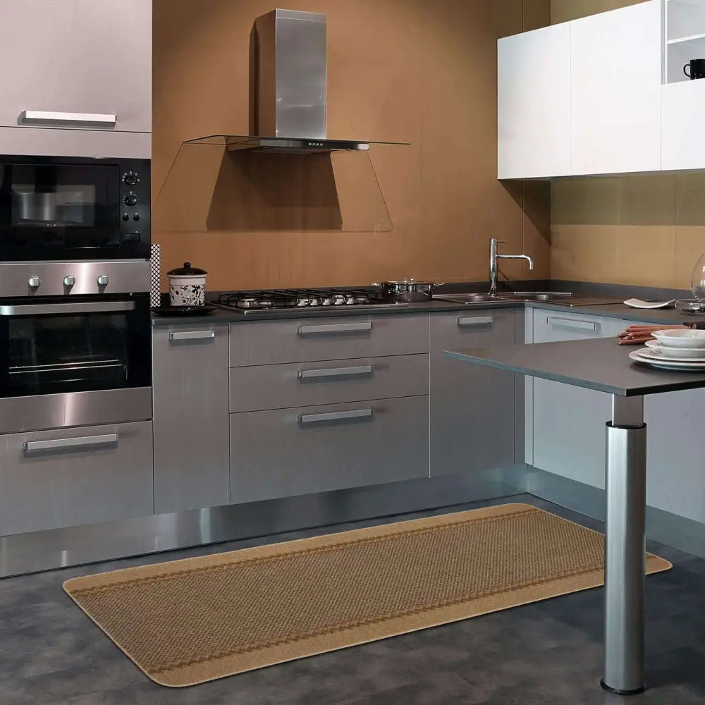 Washable Bordered Beige Rug | 116B - Rugs