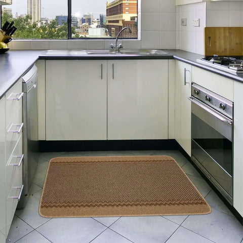 Washable Bordered Beige Rug | 116B - Rugs