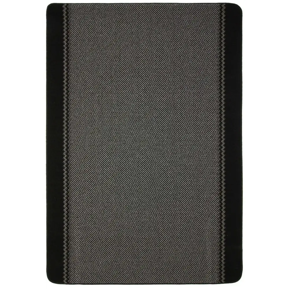 Washable Bordered Black Rug | 116Bl - 133X190 cm - Rugs