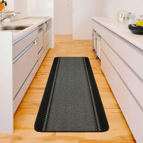 Washable Bordered Black Rug | 116Bl - Rugs