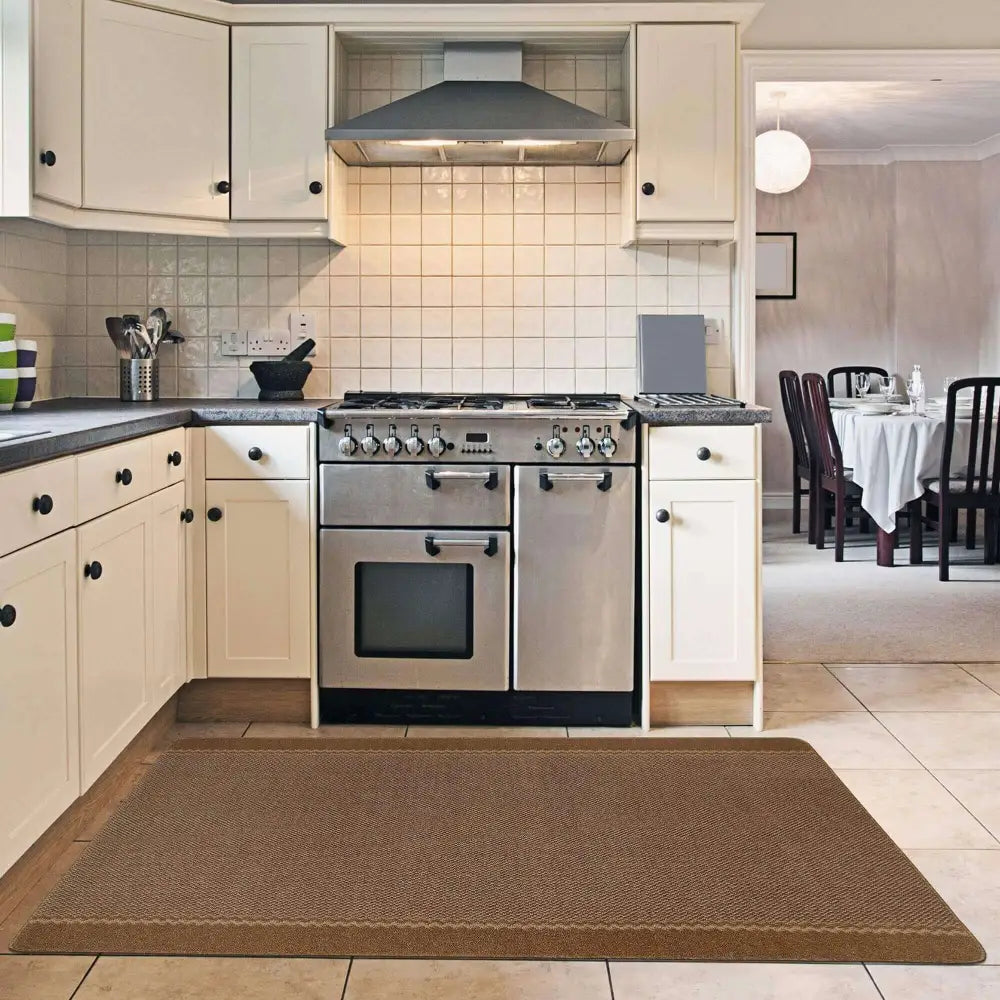 Washable Bordered Brown Rug | 116Br - Rugs