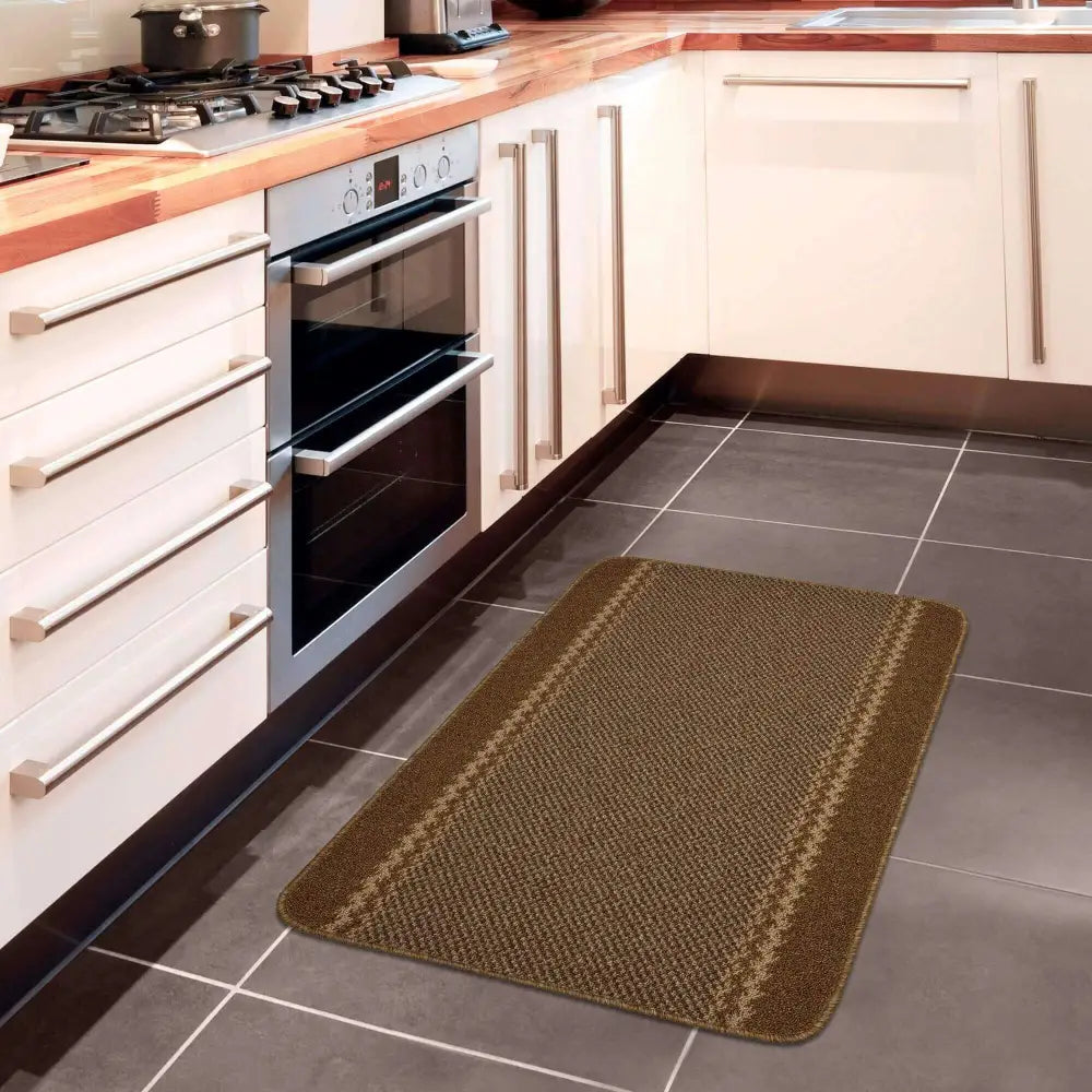 Washable Bordered Brown Rug | 116Br - Rugs