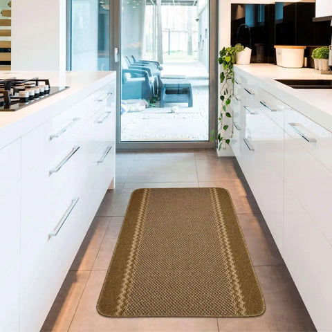 Washable Bordered Brown Rug | 116Br - Rugs