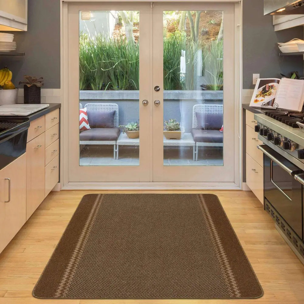 Washable Bordered Brown Rug | 116Br - Rugs