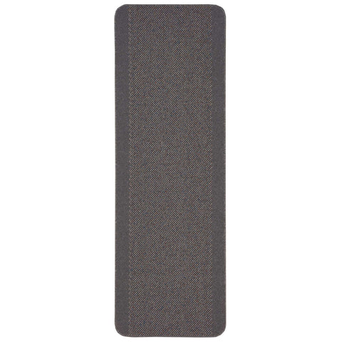 Dark grey washable bordered dark rug with a subtle woven texture perfect for indoor use and easy cleaning