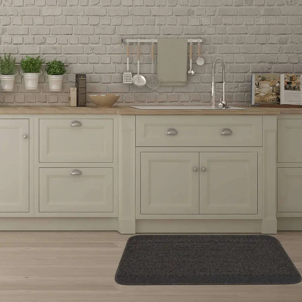 Washable Bordered Dark Grey Rug | 110D - Rugs