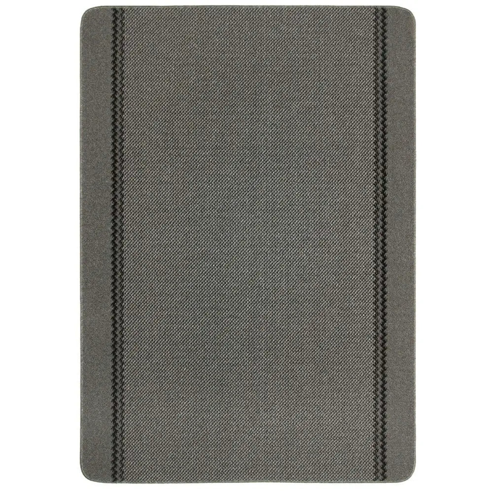 Washable Bordered Dark Grey Rug | 116D - 133X190 cm - Rugs