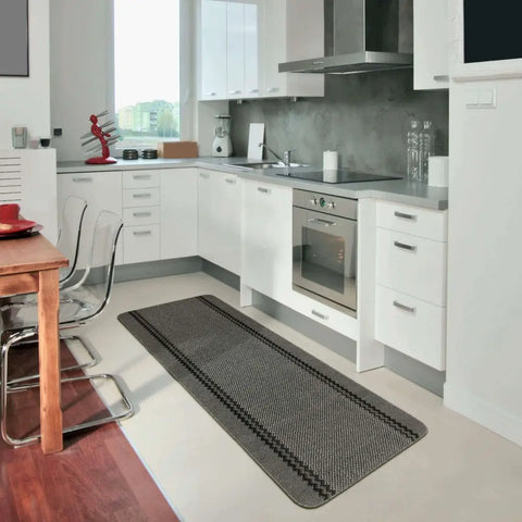 Washable Bordered Dark Grey Rug | 116D - Rugs