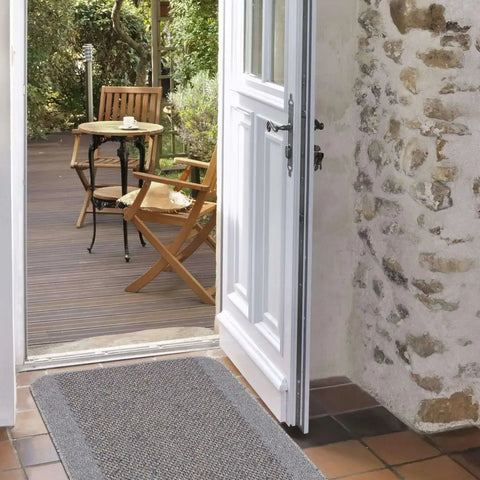 Washable Bordered Silver Grey Rug| 110G - Rugs