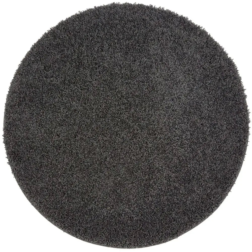 Washable Charcoal Shaggy Rug - Ø 100 cm - Rugs