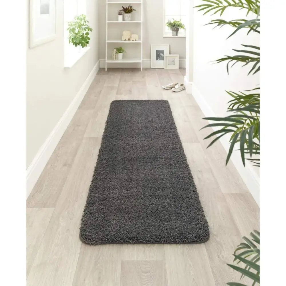 Washable Charcoal Shaggy Rug - Rugs