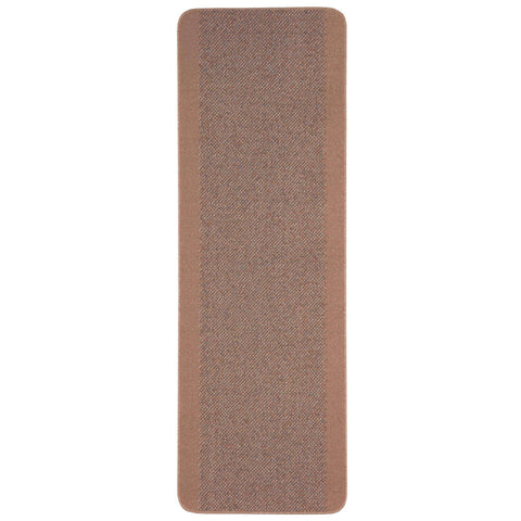 Washable designer bordered beige rug with a rectangular taupe textured woven surface and raised edges