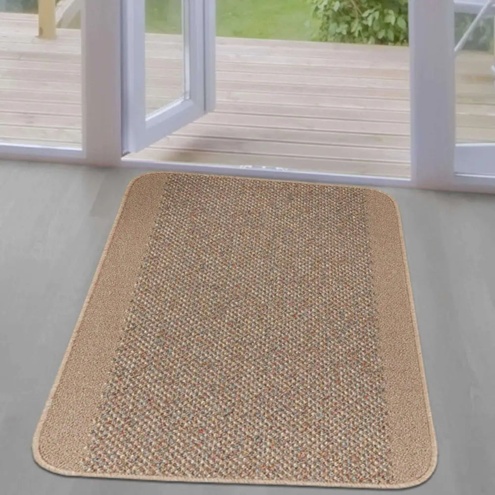 Washable Designer Bordered Beige Rug | 110B - Rugs