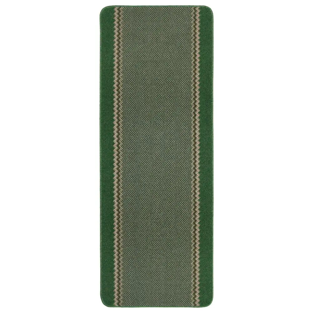 Washable Designer Bordered Green Rug | 116Gr - 67X180 cm - Rugs