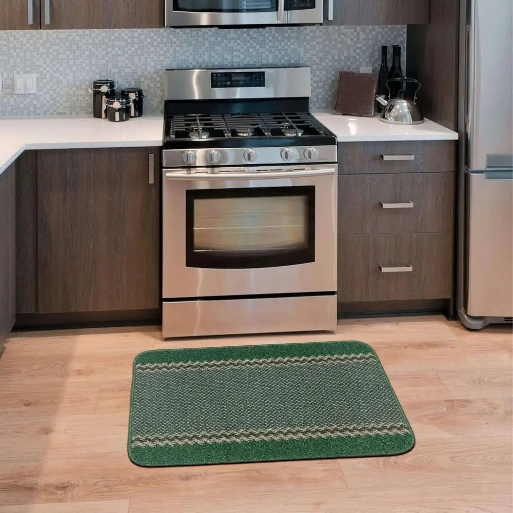 Washable Designer Bordered Green Rug | 116Gr - Rugs