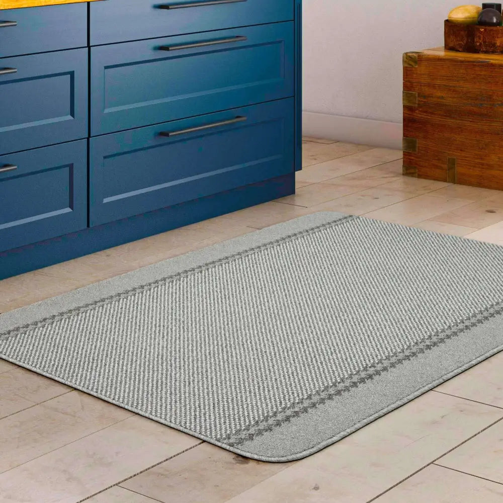 Washable Designer Bordered Grey Rug | 116G - Rugs