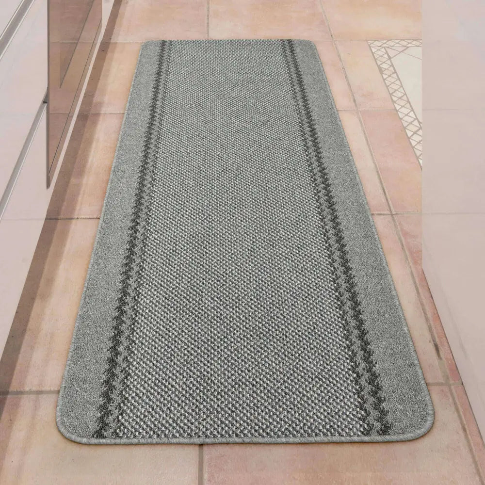 Washable Designer Bordered Grey Rug | 116G - Rugs