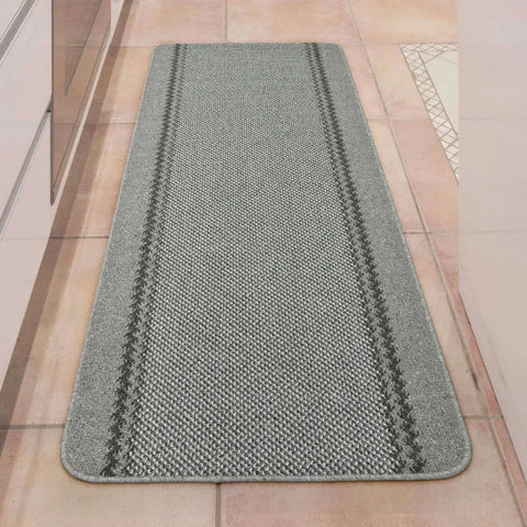 Washable Designer Bordered Grey Rug | 116G - Rugs