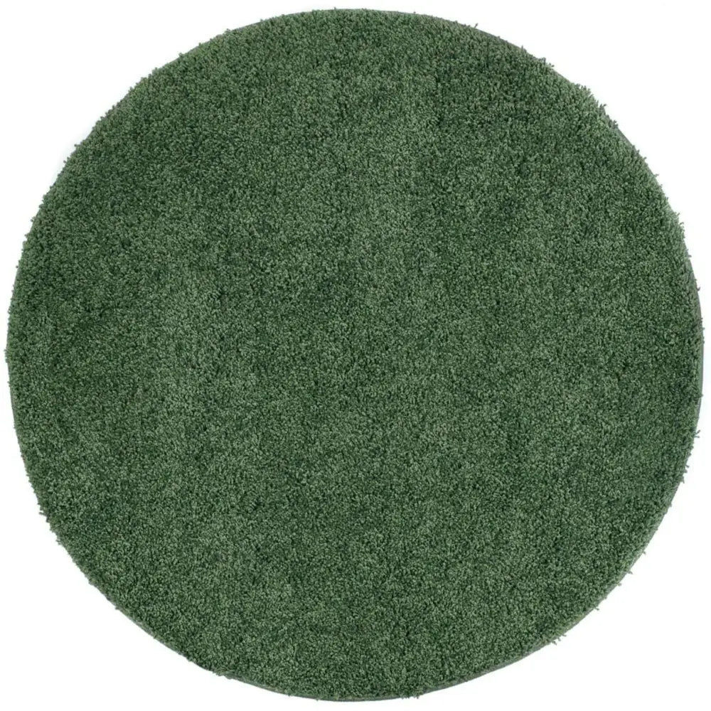 Washable Forest Green Shaggy Rug - Ø 100 cm - Rugs