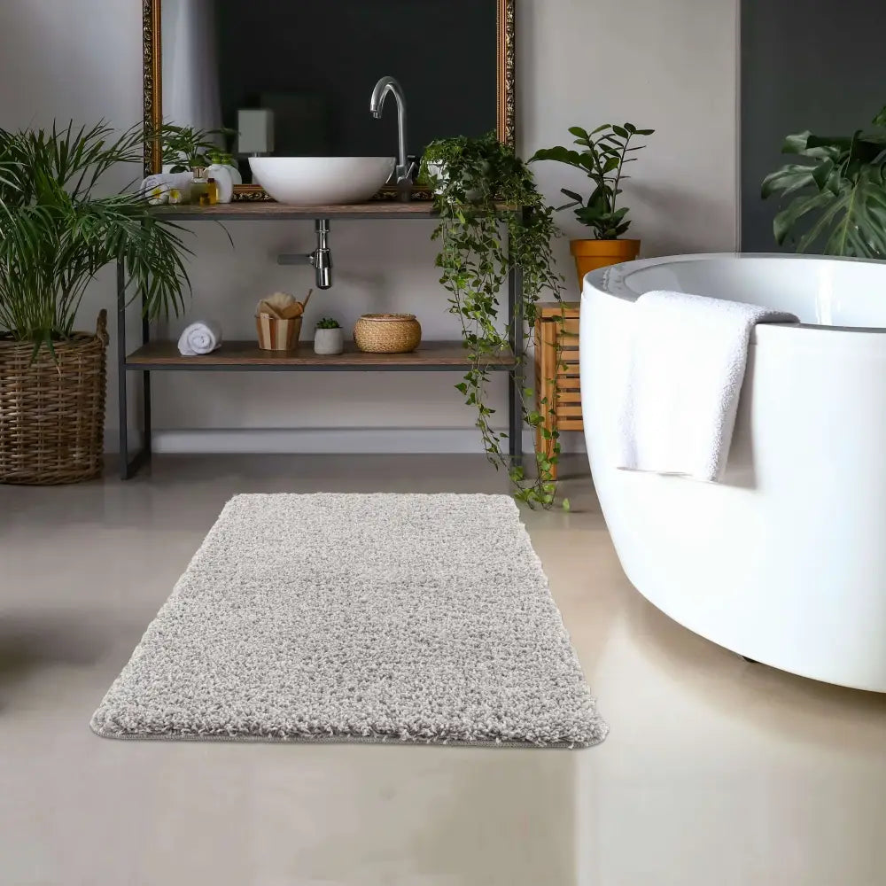 Washable Ghost Grey Shaggy Rug - Rugs