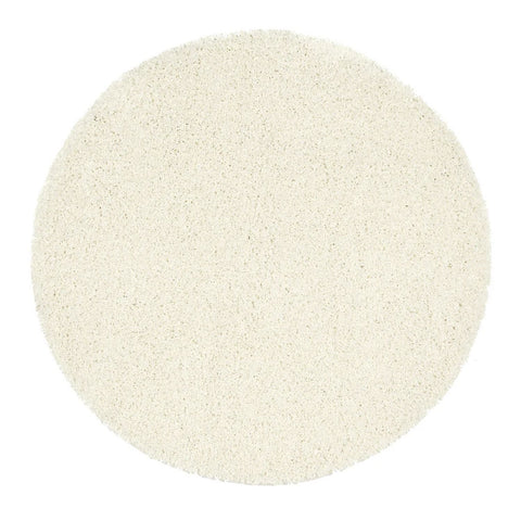 Cream-colored circular washable ghost ivory shaggy rug with soft plush texture for cozy living spaces