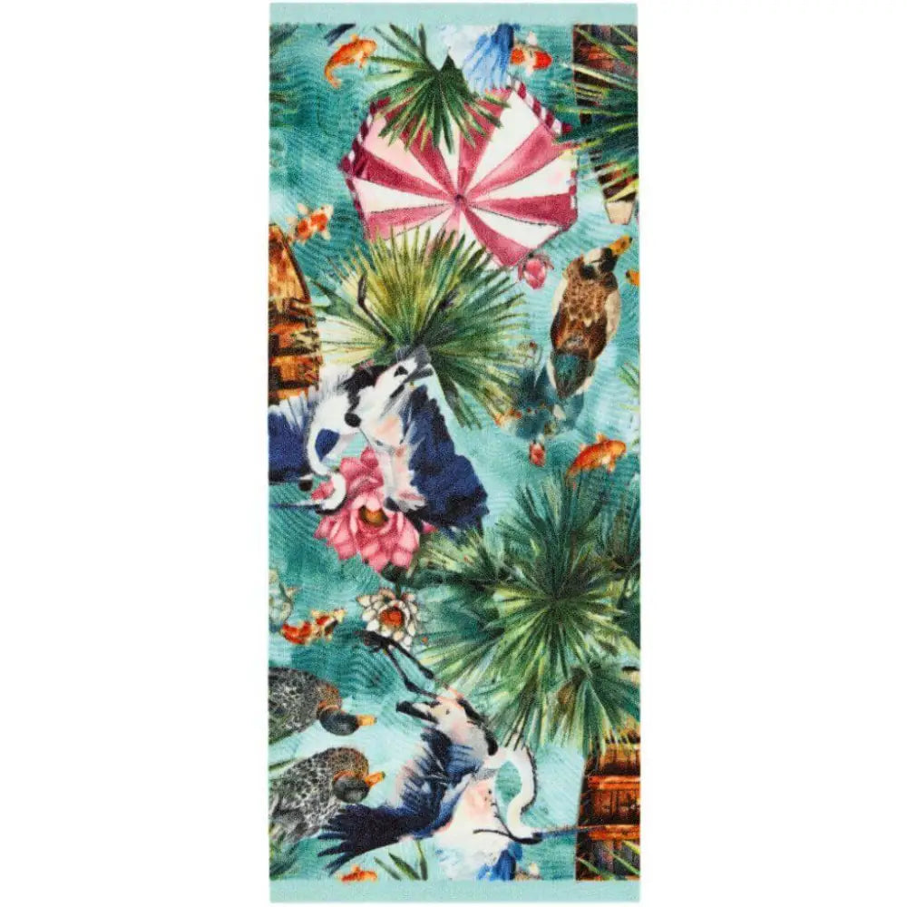 Washable Indoor Mat Tropical Design - Parasols / 65X150 cm - Rugs
