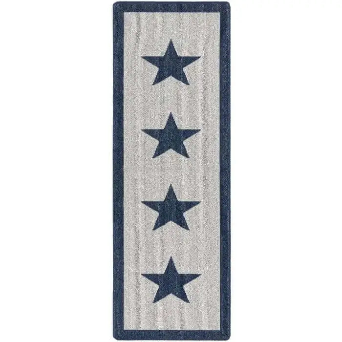 Washable Mat and Runner Star Design - 67X200 cm / Blue - Rugs