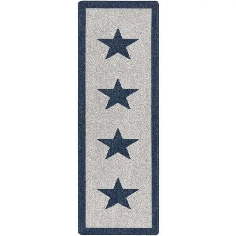 Washable Mat and Runner Star Design - 67X200 cm / Blue - Rugs