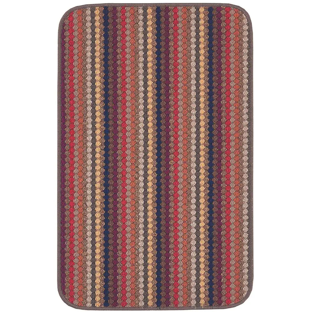 Washable Multicolour Stripe Mats| 111 - Brown / 57X90 cm - Doormat