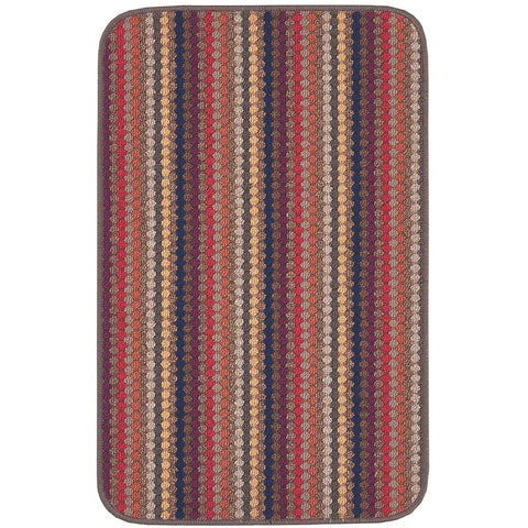 Washable Multicolour Stripe Mats| 111 - Brown / 57X90 cm - Doormat