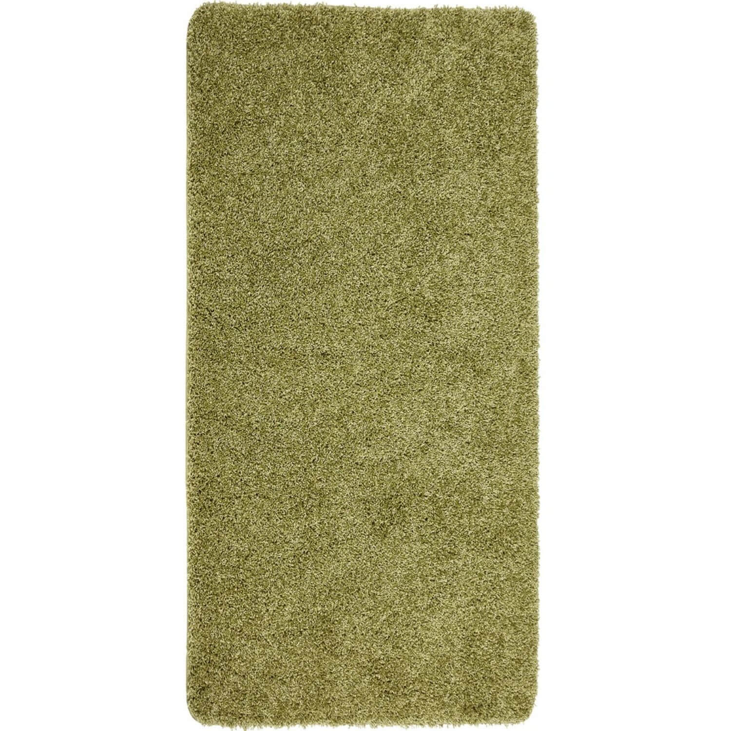 Washable olive green shaggy rug with a plush textured surface perfect for cozy living spaces