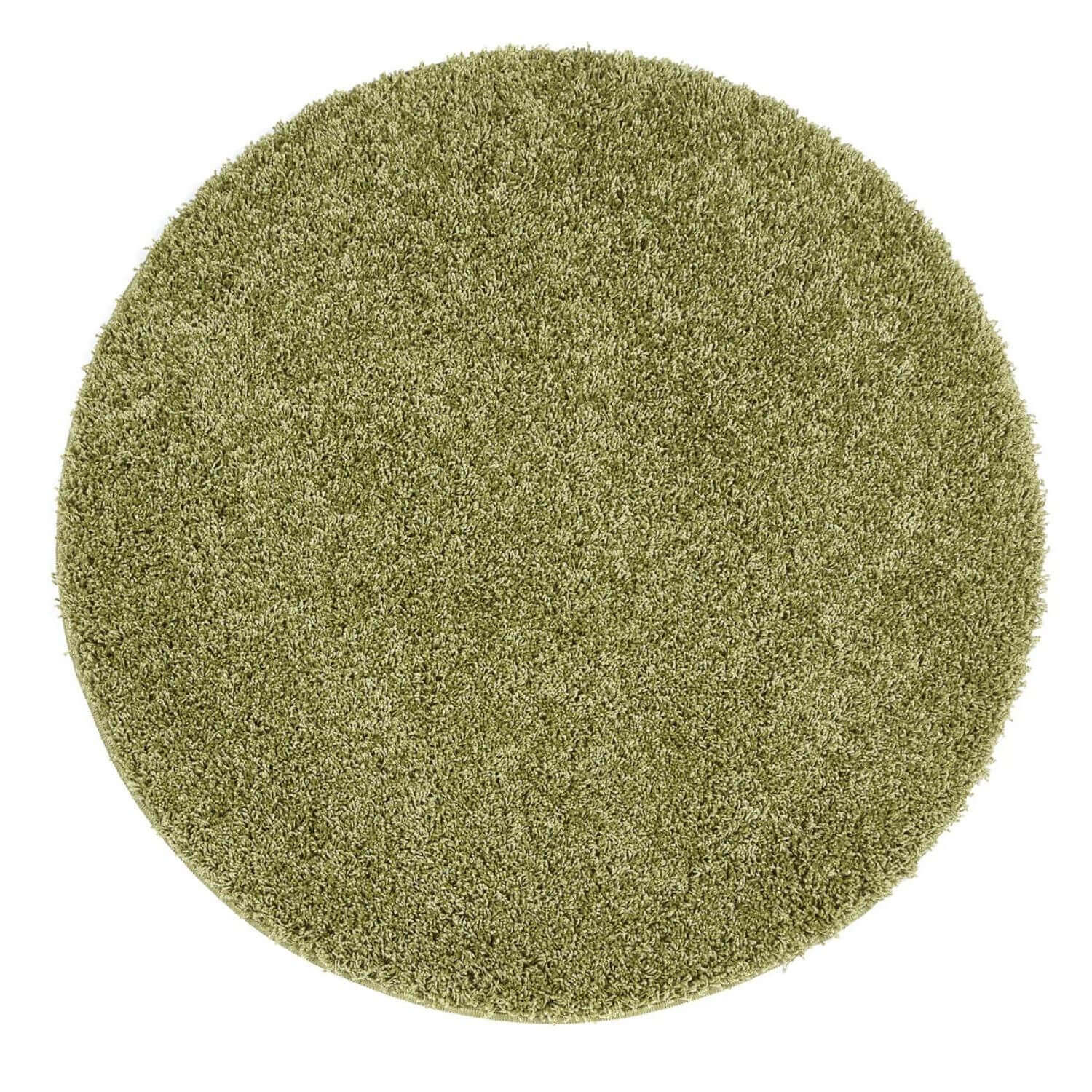 Olive green shaggy circular rug with plush textured surface washable olive green shaggy rug for cozy spaces