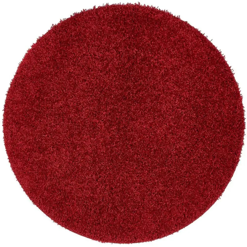Washable Red Shaggy Rug - Ø 100 cm - Rugs