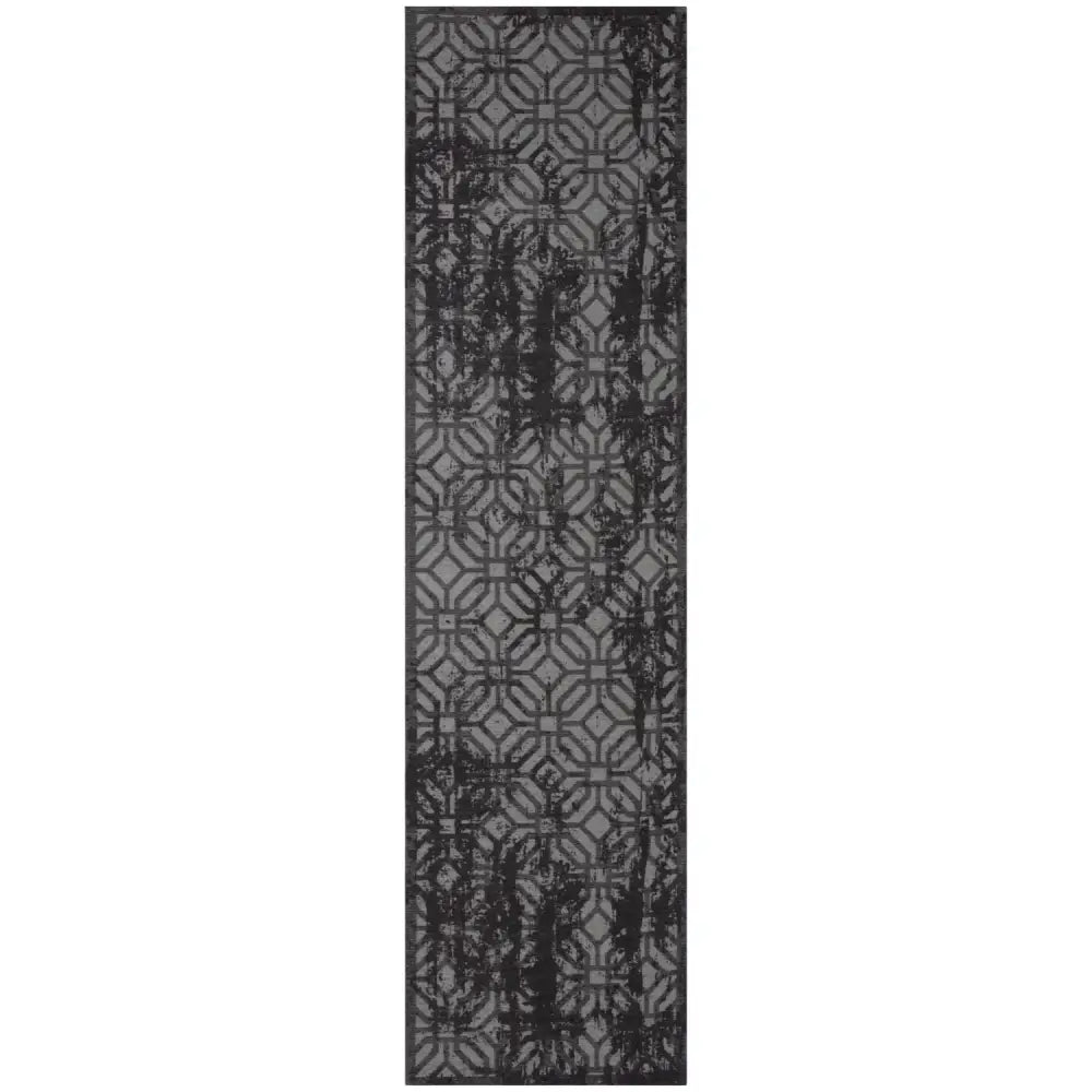Washable Rug Carina Black | 6930B - 80X300 cm - Rugs