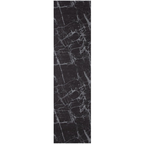 Dark grey washable rug carina featuring black marble tile design with intricate gray veining for stylish floors