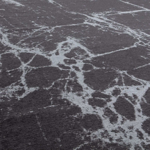 Dark grey washable rug carina with a subtle abstract marble pattern in light silver gray perfect for any room