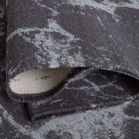Gray and white abstract patterned washable rug carina dark grey with textured woven surface for easy cleaning