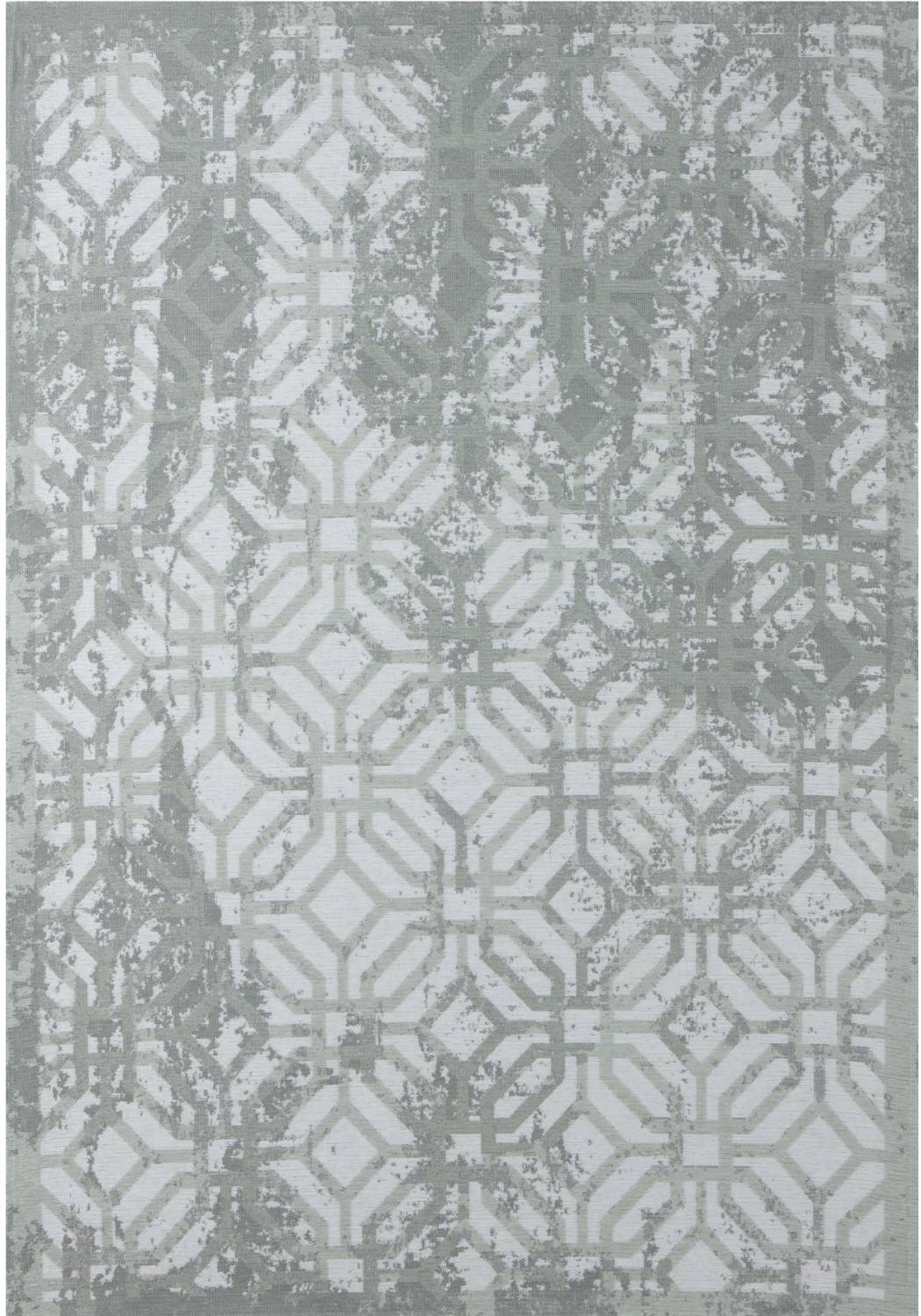 A washable rug carina green with gray and white geometric distressed vintage-inspired pattern green rug