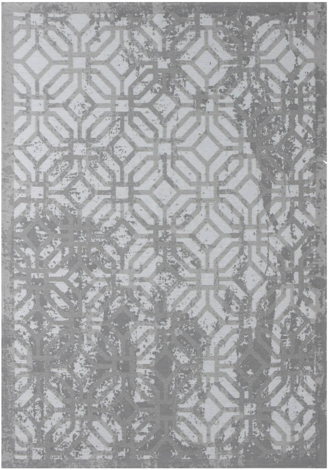 Washable carina grey rug with a grey geometric distressed vintage-inspired design perfect for any space