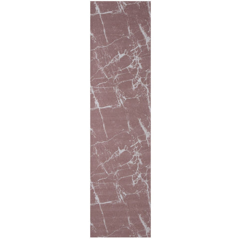 A washable rug carina with a soft mauve base and intricate white marble-like veining perfect for cozy spaces