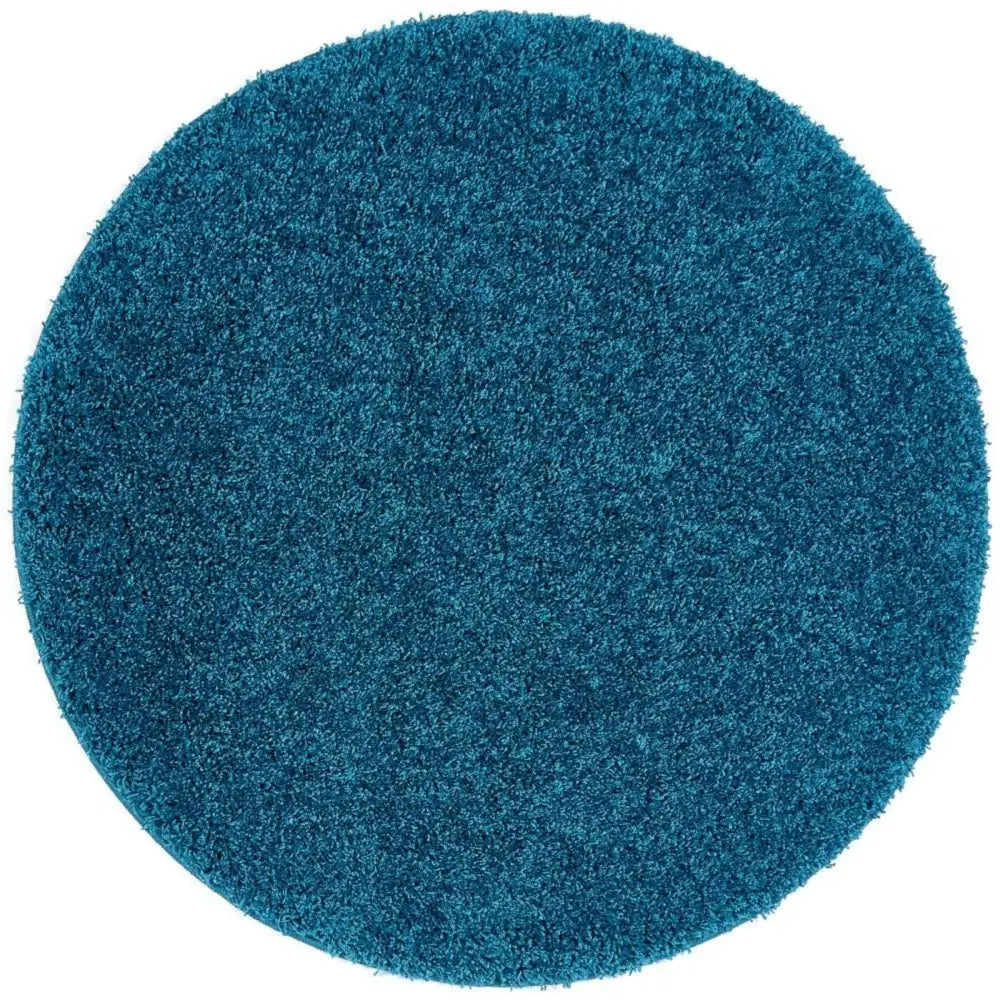 Washable Teal Shaggy Rug - Ø 100 cm - Rugs