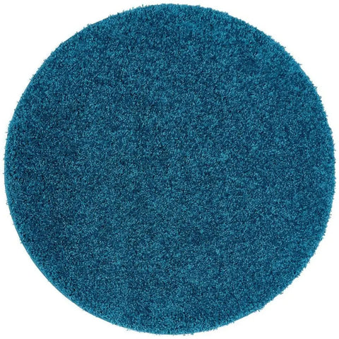 Washable Teal Shaggy Rug - Ø 100 cm - Rugs
